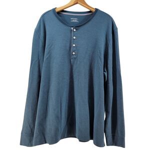 UNTUCKit Saunter Long Sleeve Button Henley Shirt 3XL Teal Mens Cotton Stretch